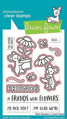 Lawn Fawn Mice Flowers Stamp & Die DUO (LF4077)