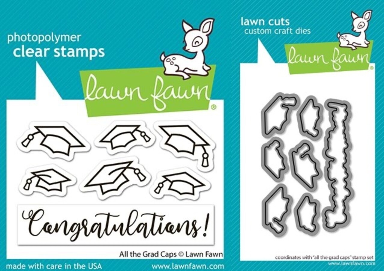 Lawn Fawn All The Grad Caps Stamp & Die DUO (LF4080)