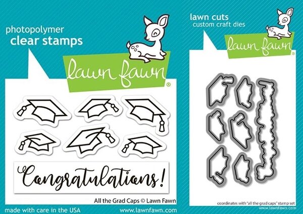 Lawn Fawn All The Grad Caps Stamp & Die DUO (LF4080)