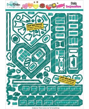 Carlijn Design Snijmallen Heart bonbon box (CDSN-0362)