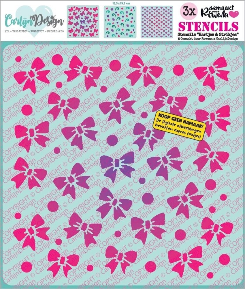 Carlijn Design Stencils Hartjes & Strikjes (3pcs) (CDSC-0049)