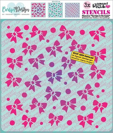 Carlijn Design Stencils Hartjes & Strikjes (3pcs) (CDSC-0049)