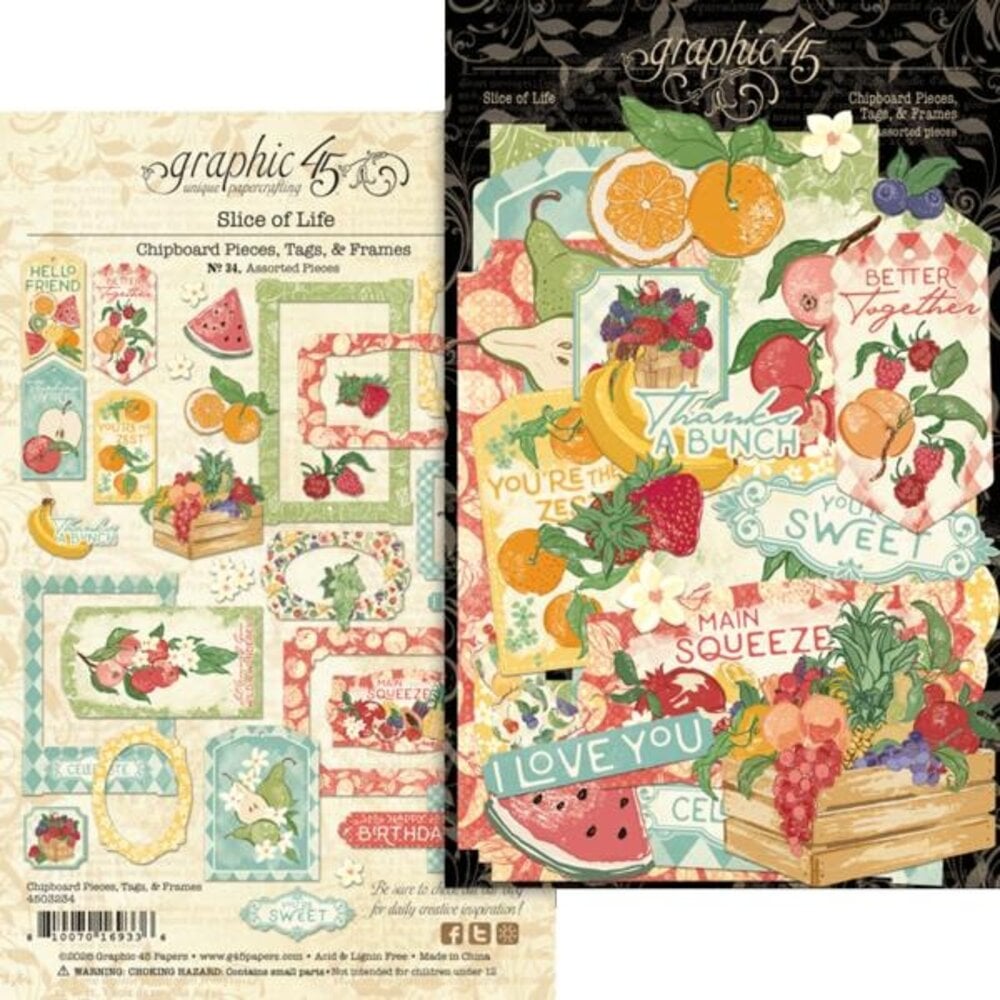 Graphic 45 PRE-ORDER Slice of Life Chipboard Pieces, Tags & Frames (4503234)
