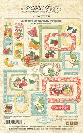 Graphic 45 PRE-ORDER Slice of Life Chipboard Pieces, Tags & Frames (4503234)