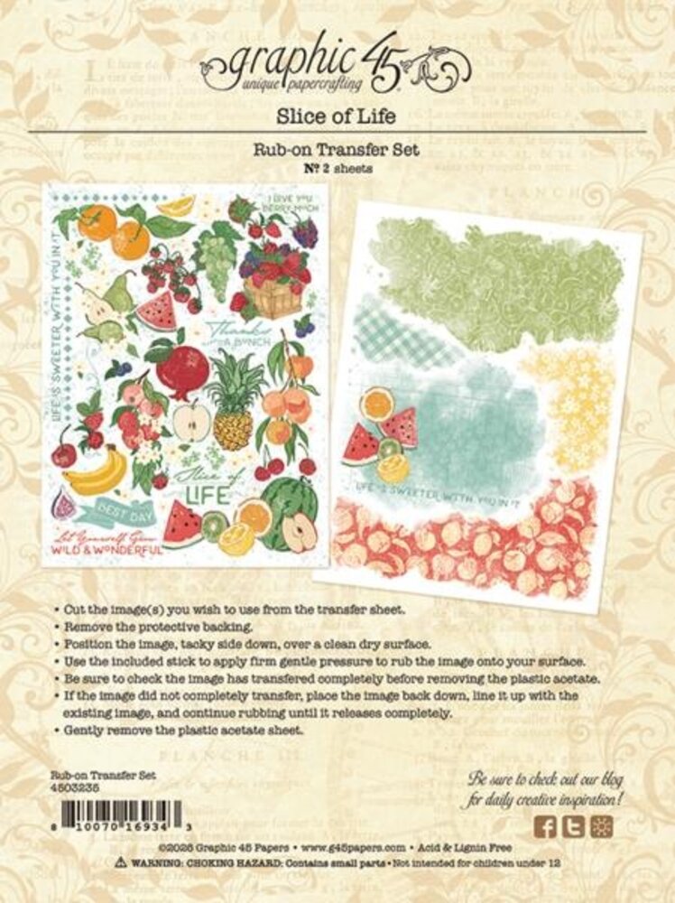Graphic 45 Slice of Life Rub-on Transfers (4503235) Graphic 45 Slice of Life Rub-on Transfers (4503235)