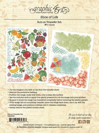 Graphic 45 PRE-ORDER Slice of Life Rub-on Transfers (4503235)