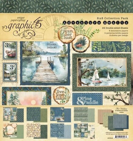 Graphic 45 PRE-ORDER Adventure Awaits 8x8 Inch Collection Pack (4503248)