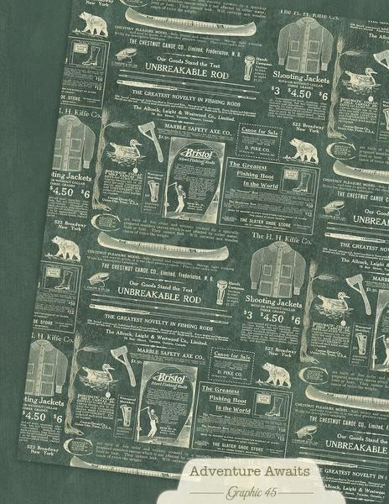 Graphic 45 Adventure Awaits 8,5x11 Inch Patterns & Solids Pack (4503250)