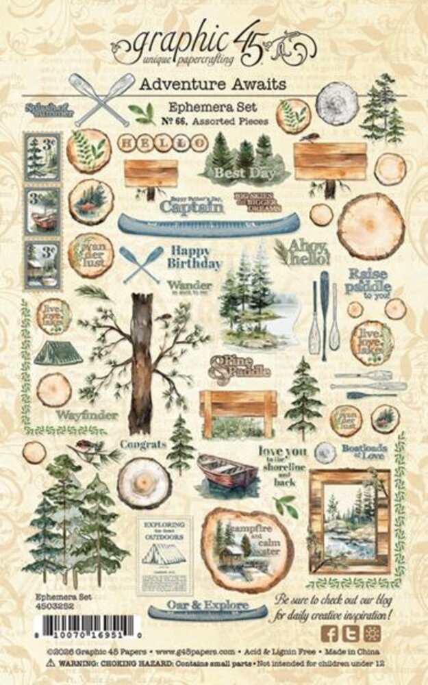 Graphic 45 PRE-ORDER Adventure Awaits Ephemera Set (4503252)