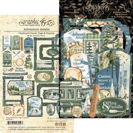 Graphic 45 PRE-ORDER Adventure Awaits Chipboard Pieces, Tags & Frames (4503253)