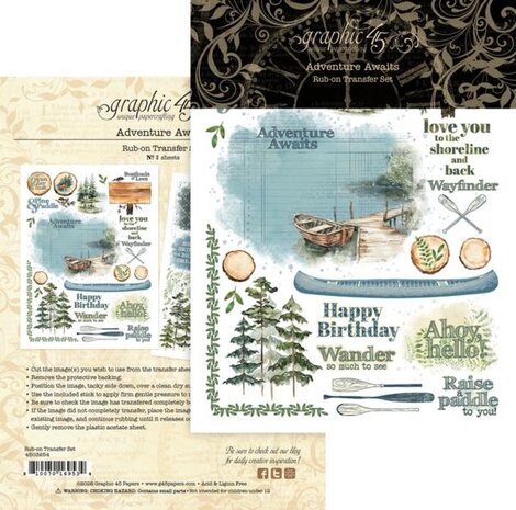 Graphic 45 PRE-ORDER Adventure Awaits Rub-on Transfers (4503254)