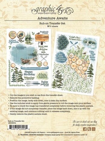 Graphic 45 PRE-ORDER Adventure Awaits Rub-on Transfers (4503254)