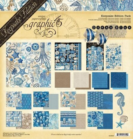 Graphic 45 Ocean Blue 12x12 Inch Keepsake Edition (4503255) Graphic 45 Ocean Blue 12x12 Inch Keepsake Edition (4503255)