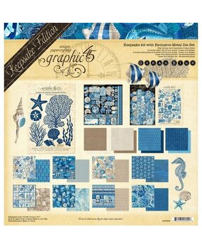 Graphic 45 Ocean Blue 12x12 Inch Keepsake Kit with Exclusive Metal Die-Set (4503256)