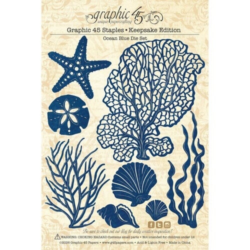 Graphic 45 Ocean Blue 12x12 Inch Keepsake Kit with Exclusive Metal Die-Set (4503256) Graphic 45 Ocean Blue 12x12 Inch Keepsake Kit with Exclusive Metal Die-Set (4503256)