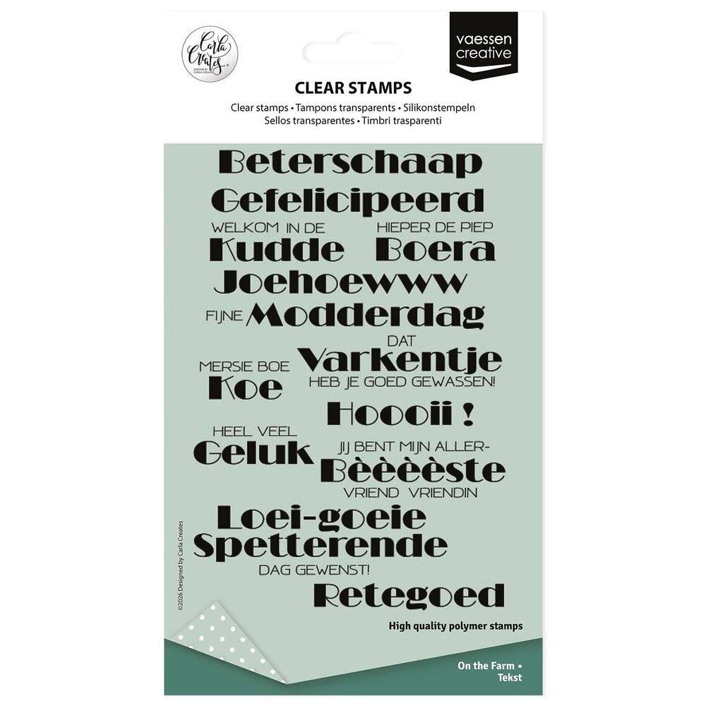 Vaessen Creative On the Farm Clear Stamps Tekst (CAR0406)