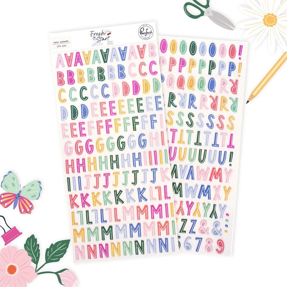 Pinkfresh Studio PRE-ORDER Fresh Start Puffy Alpha Stickers (320426)