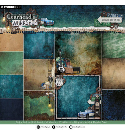 Studio Light PRE-ORDER Gearhead's Workshop 8x8 Inch Backgrounds Paper Pad (SL-GW-DPP470)