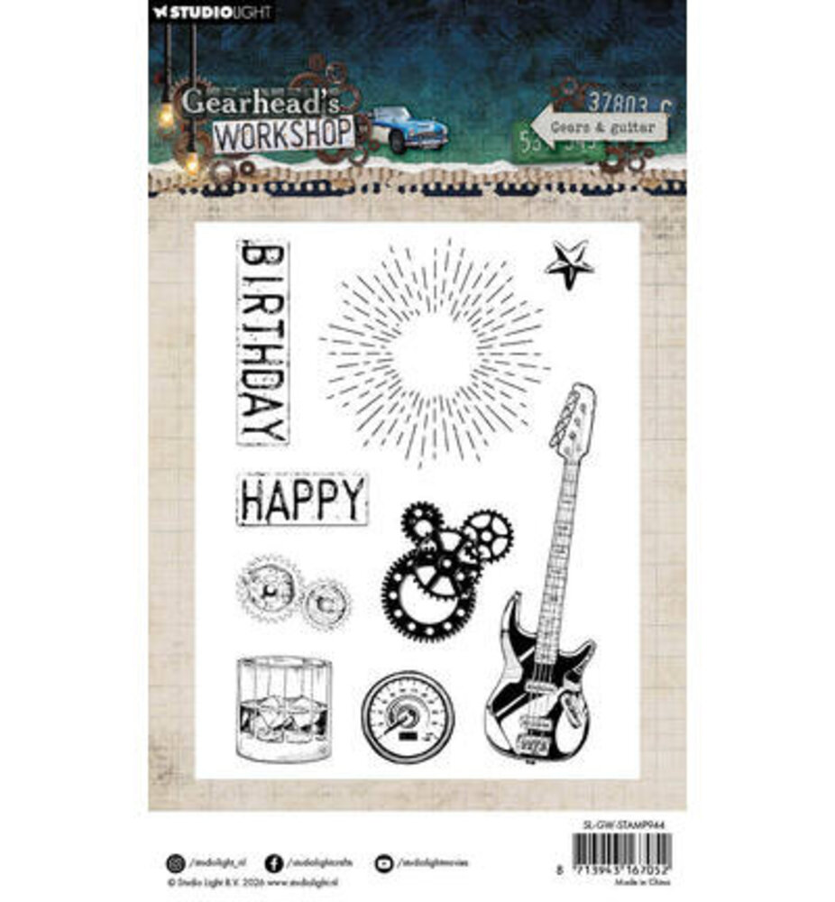 Studio Light PRE-ORDER Gearhead's Workshop Clear Stamp Gears & Guitar (SL-GW-STAMP944)