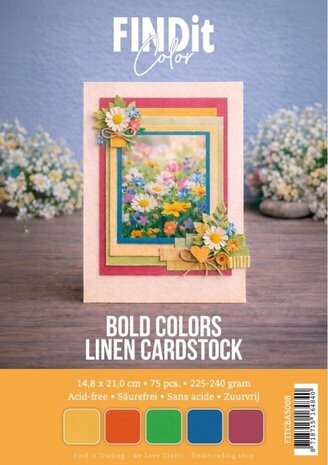 Find It Trading Linen Cardstock Pack A5 Bold Colors (FITCBA5008)