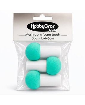 HobbyGross Storage Mushroom 4x4cm Foam Brushes (3pcs) (HGT037)
