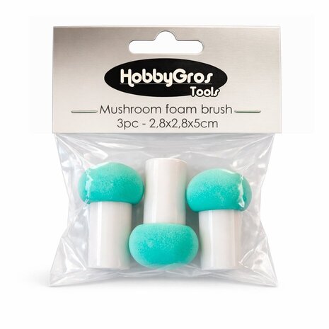 HobbyGross Storage Mushroom 2.8x2.8cm Foam Brushes (3pcs) (HGT038)