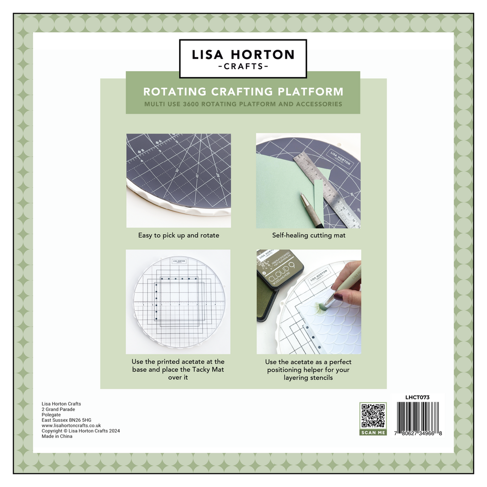 Lisa Horton Crafts Rotating Crafting Platform with Interchangeable Cutting Mat and Tacky Mat (LHCT073)