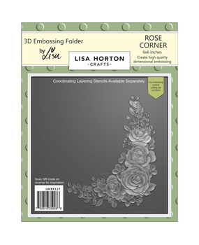 Lisa Horton Crafts Rose Corner 6x6 Inch 3D Embossing Folder & Die (LHCEF127)