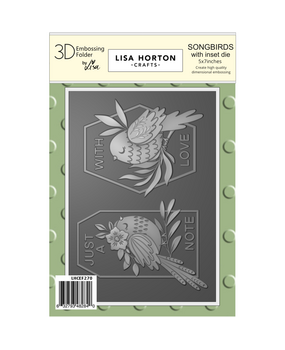 Lisa Horton Crafts Songbirds 5x7 Inch 3D Embossing Folder with Integrated Die (LHCEF270)