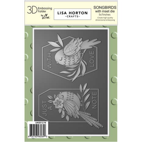 Lisa Horton Crafts Songbirds 5x7 Inch 3D Embossing Folder with Integrated Die (LHCEF270)