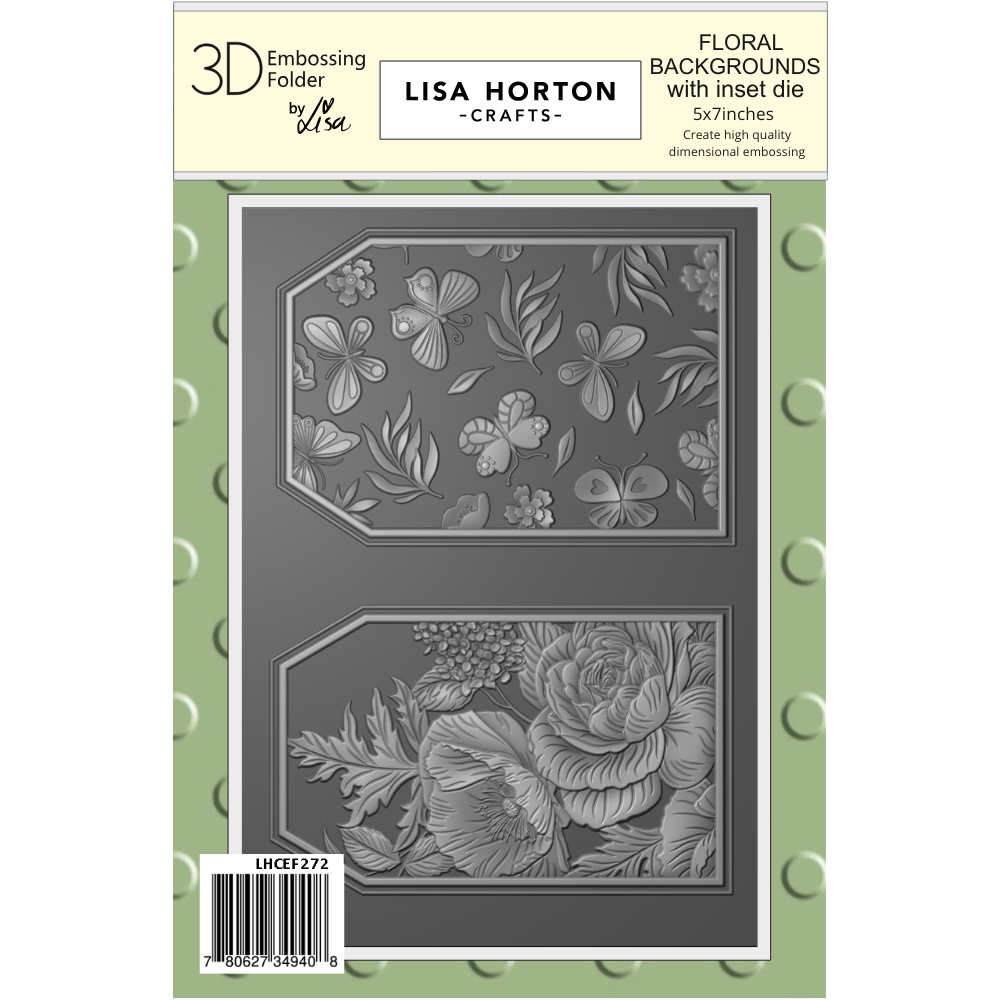 Lisa Horton Crafts Floral Backgrounds 5x7 Inch 3D Embossing Folder with Integrated Die (LHCEF272)