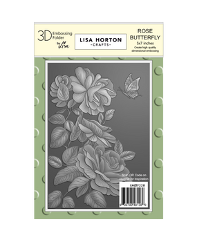 Lisa Horton Crafts Rose Butterfly 5x7 Inch 3D Embossing Folder (LHCEF228)