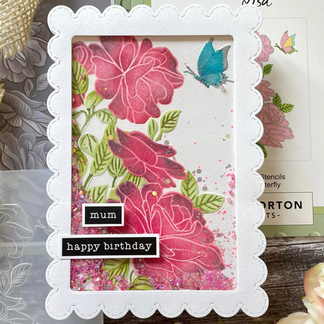 Lisa Horton Crafts Rose Butterfly 5x7 Inch 3D Embossing Folder (LHCEF228)