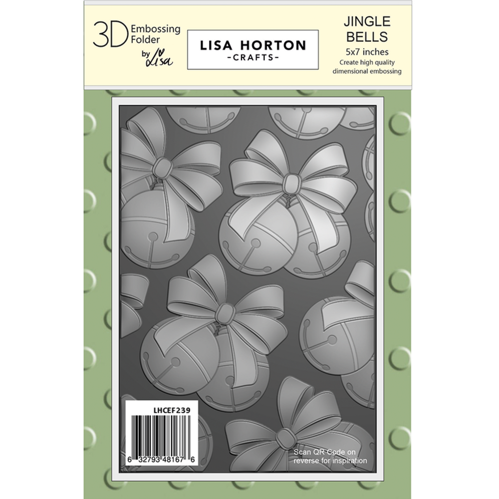 Lisa Horton Crafts Jingle Bells 5x7 Inch 3D Embossing Folder (LHCEF239)
