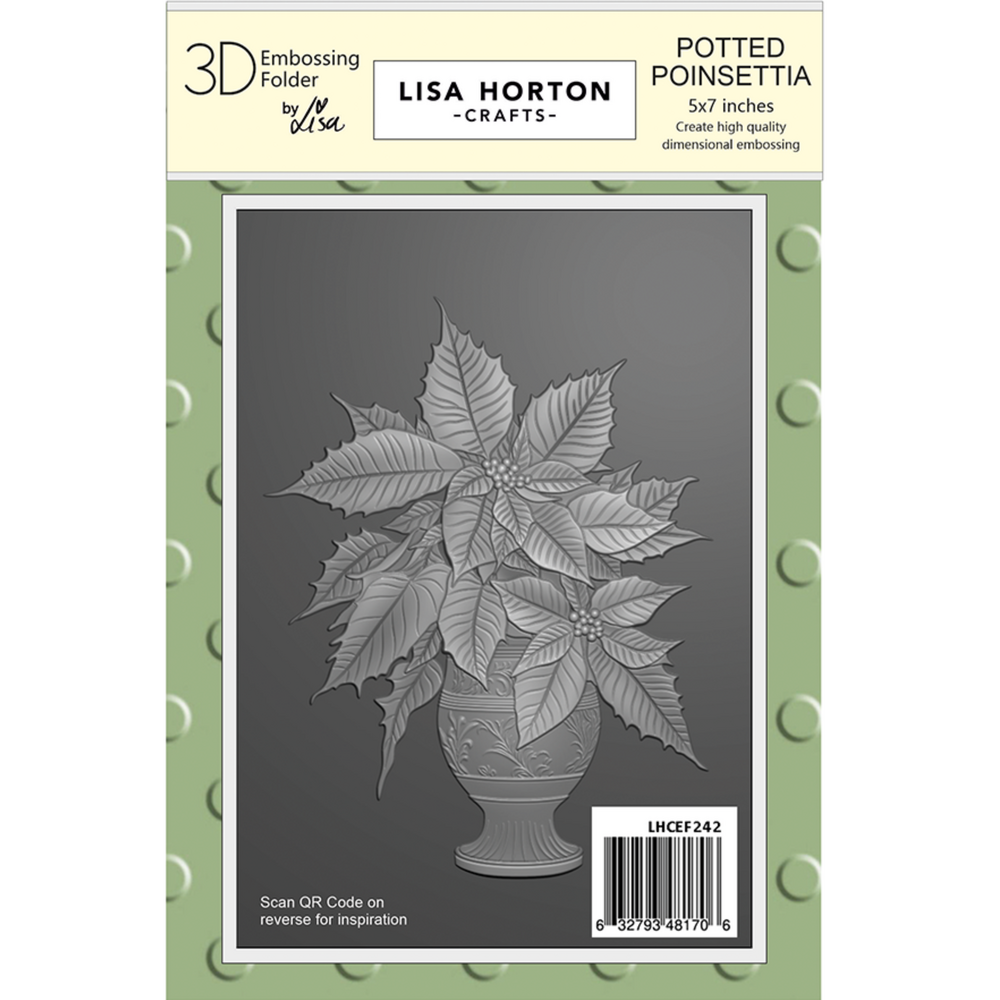 Lisa Horton Crafts Potted Poinsettia 5x7 Inch 3D Embossing Folder (LHCEF242)