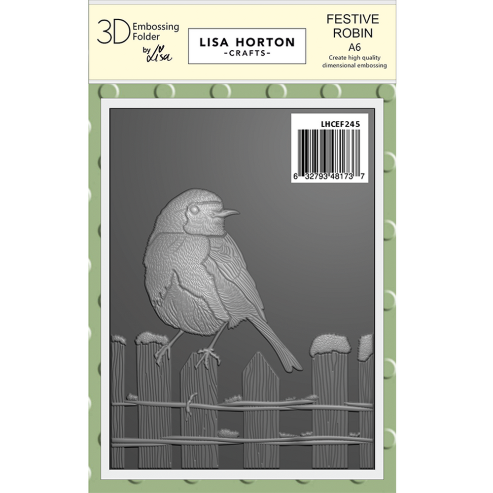 Lisa Horton Crafts Festive Robin A6 3D Embossing Folder (LHCEF245)