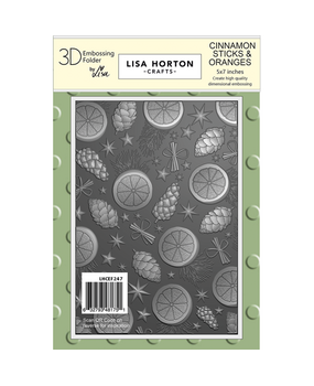 Lisa Horton Crafts Cinnamon Sticks and Oranges 5x7 Inch 3D Embossing Folder (LHCEF247)