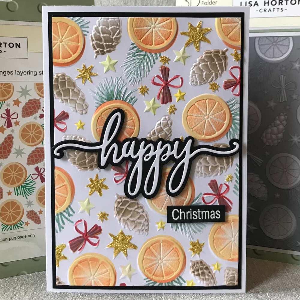 Lisa Horton Crafts Cinnamon Sticks and Oranges 5x7 Inch 3D Embossing Folder (LHCEF247)