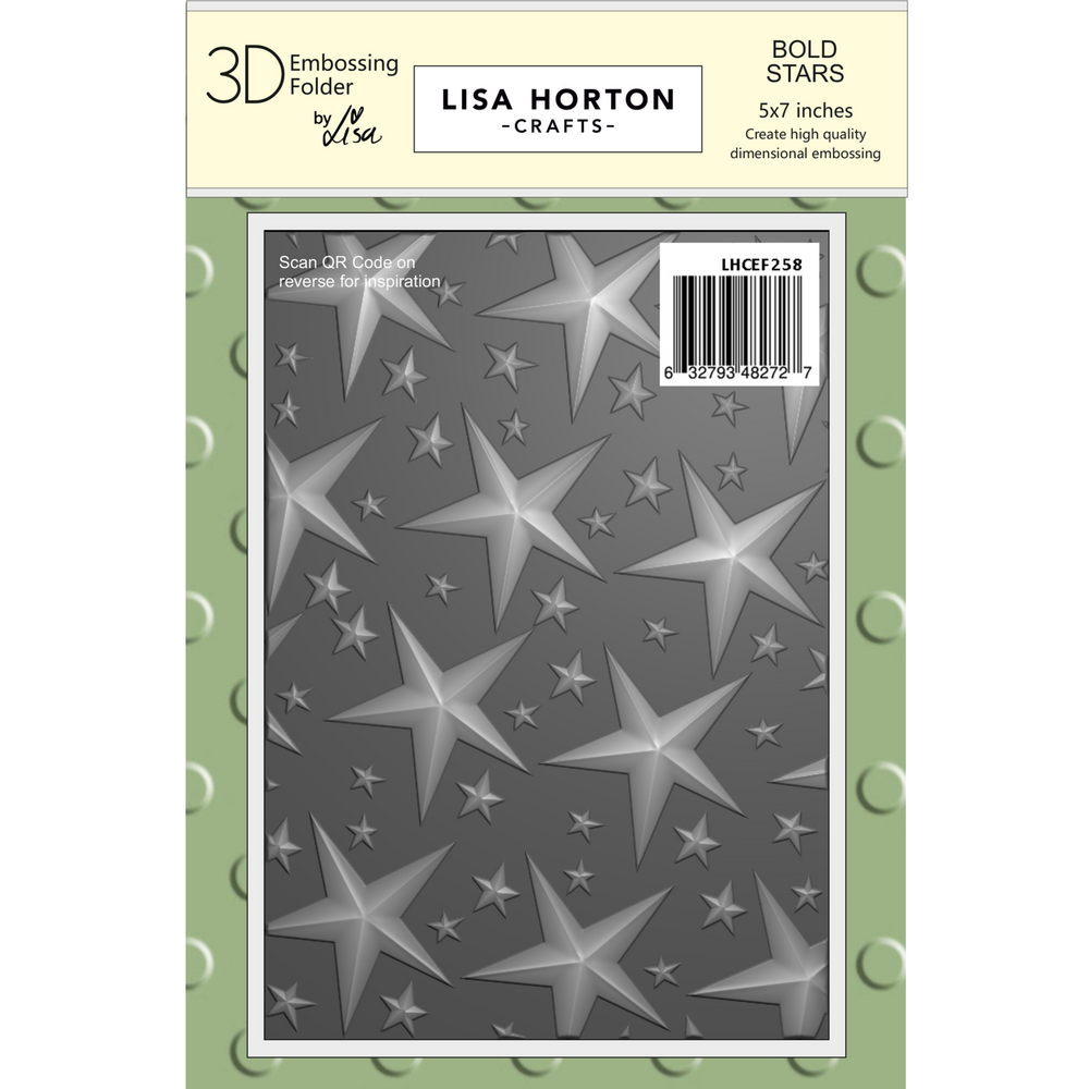 Lisa Horton Crafts Bold Stars 5x7 Inch 3D Embossing Folder (LHCEF258)