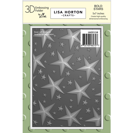Lisa Horton Crafts Bold Stars 5x7 Inch 3D Embossing Folder (LHCEF258)