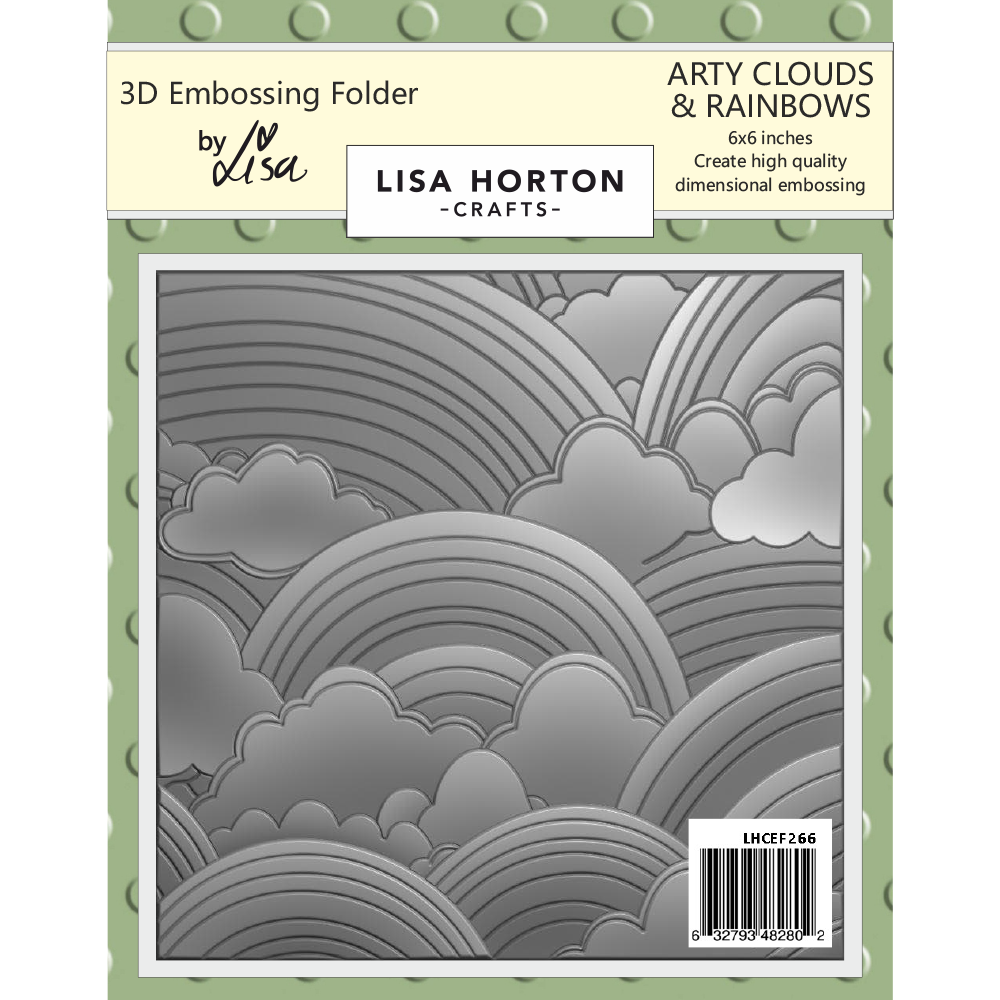 Lisa Horton Crafts Arty Clouds and Rainbows 6x6 Inch 3D Embossing Folder (LHCEF266)