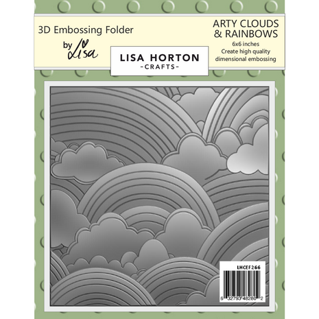 Lisa Horton Crafts Arty Clouds and Rainbows 6x6 Inch 3D Embossing Folder (LHCEF266)
