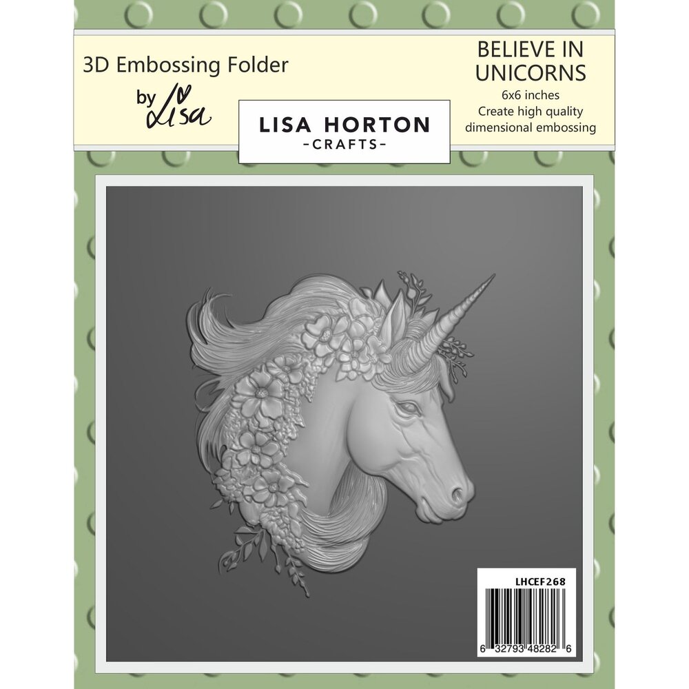 Lisa Horton Crafts Believe In Unicorns 6x6 Inch 3D Embossing Folder (LHCEF268)