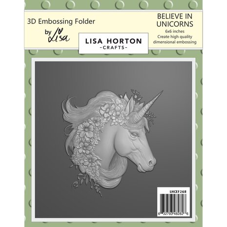 Lisa Horton Crafts Believe In Unicorns 6x6 Inch 3D Embossing Folder (LHCEF268)