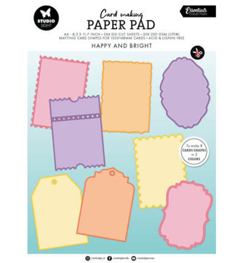 Studio Light PRE-ORDER Essentials Happy and bright A4 Card Making Pad (SL-ES-CMP28)