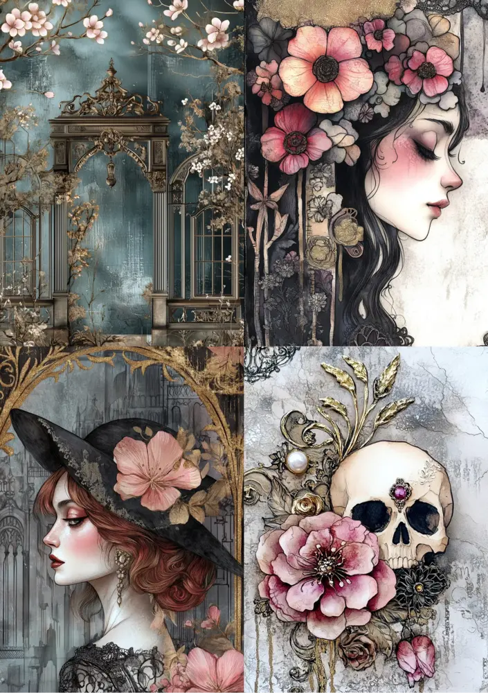 Fripperies Victorian Goth A5 Creative Paper Set (VIC)