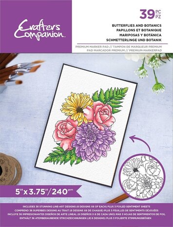 Crafter's Companion Card Front Colouring Pads Butterflies And Botanics (CC-COLPAD5-BUBO)