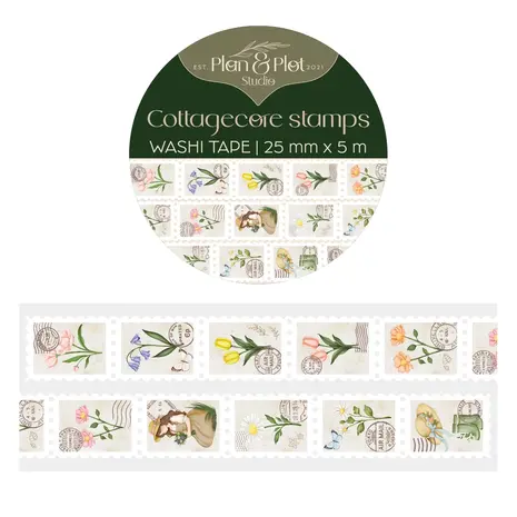 Plan & Plot Studio Cottagecore Stamps Washi Tape 25mm (WT160)