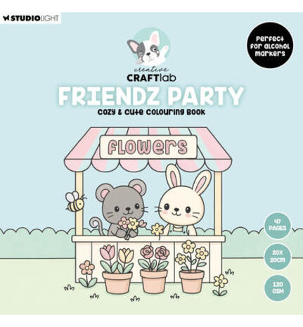 Creative Craftlab PRE-ORDER Friendz Party 8x8 Inch Cozy & Cute Colouring Book (CCL-FR-CB07)