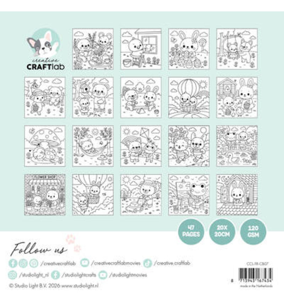 Creative Craftlab PRE-ORDER Friendz Party 8x8 Inch Cozy & Cute Colouring Book (CCL-FR-CB07)